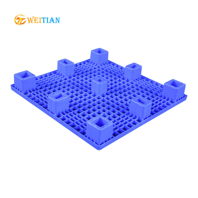 2000Kg 하중 평평한 주입 팔레트 100 Ｘ 100 Cm HDPE 청색 재료