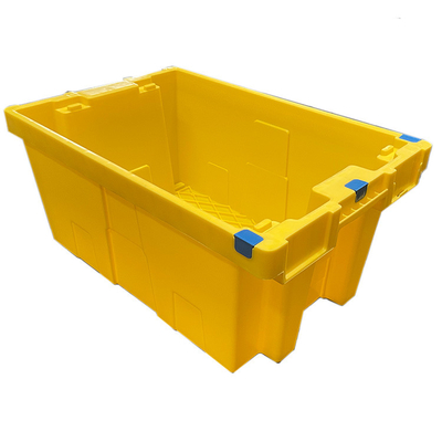 나무상자 네스테이블 플라스틱 나무상자를 이동하는 60 Ｘ 40 Ｘ 27.5 센티미터 HDPE 노랑색 플라스틱