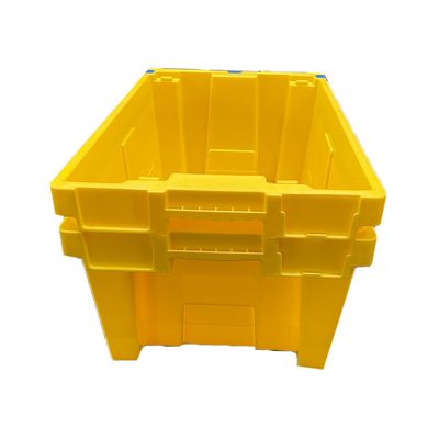 HDPE 노란 네스테이블 플라스틱은 나무상자를 이동하는 아주 튼튼하 스태커블을 나무 상자에 채워 넣습니다