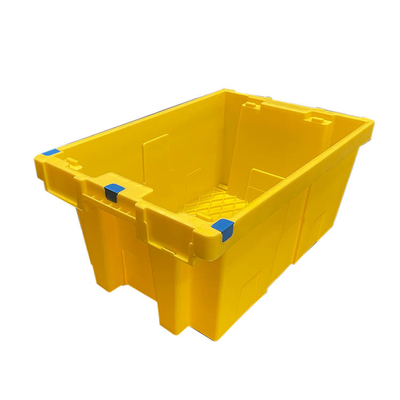 재사용할 수 있는 노란 HDPE 플라스틱 움직임 나무상자 60 Ｘ 40 Ｘ 27.5 센티미터 네스테이블