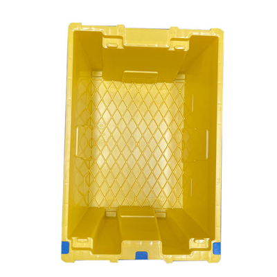 재사용할 수 있는 노란 HDPE 플라스틱 움직임 나무상자 60 Ｘ 40 Ｘ 27.5 센티미터 네스테이블