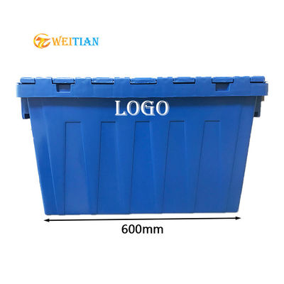 ISO9001 플라스틱 기호논리학 상자 HDPE 60L 부착된 덮개 분배 컨테이너